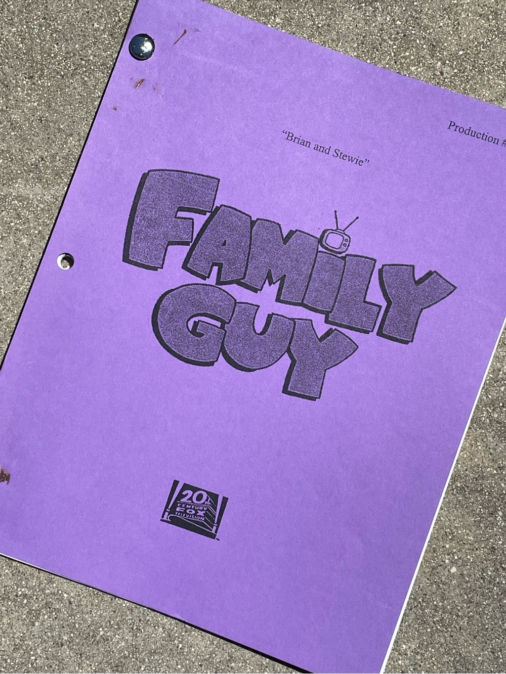 Family Guy 1999 Brian & Stewie Road to Rhode Island Production Used Table Script